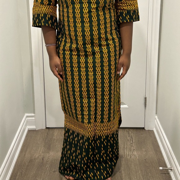 Green and Yellow Ankara Maxi Dress - Picture 4 of 12